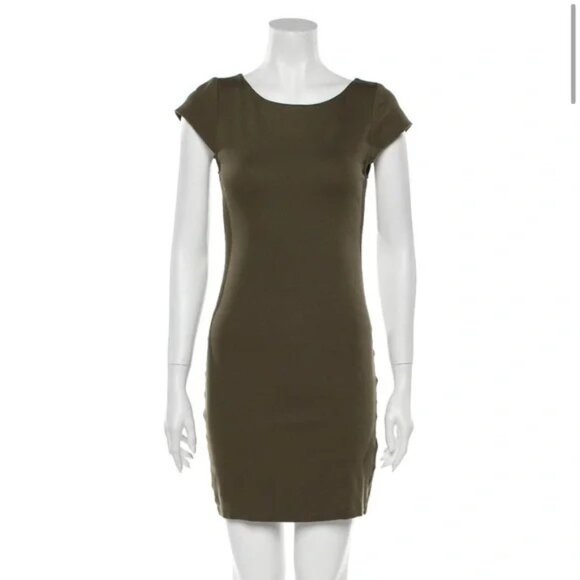 Alice + Olivia Employe Womens Olive Short Sleeve Classic Mini Bodycon Dress XS - Picture 1 of 9